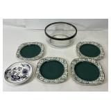 ceramic plates and glass bowl
