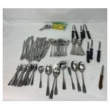Lot of Stainless Flatware and Corn Holders