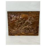 embossed copper repouss? floral wall art panel