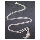 Silver Moon Pendant & Chain