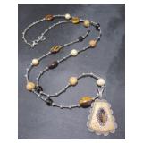 Silver & Stone Necklace w/ Pendant