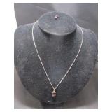 Silver Chain w/ Pendant & One Earring