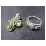 Silver Pendant & Ring w/ Stones