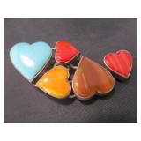 Silver Heart Brooch w/ Stones