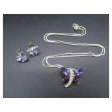 925 Chain & Pendant, Unmarked Earrings