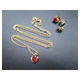 10k Chain w/ Pendant & 3 Earrings