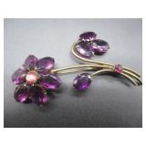 Brooch w/ Stones Marked Sterling