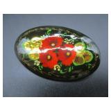 Vintage Russian Lacquer Brooch