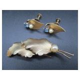 Krementz Screwback Earrings, Valenza Brooch