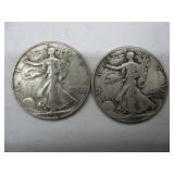 Two USA Walking Liberty Half Dollars