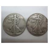Two USA Walking Liberty Half Dollars