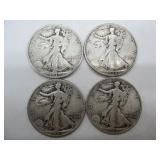 Four USA Walking Liberty Half Dollars