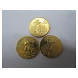 3 Miniature 1908 St. Gaudens Coins