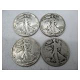 Four USA Walking Liberty Half Dollars