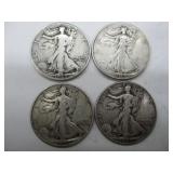 Four USA Walking Liberty Half Dollars
