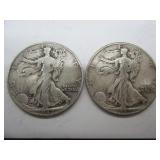 Two USA Walking Liberty Half Dollars