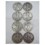 Eight USA Walking Liberty Half Dollar