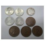 Nine Canadian Coins