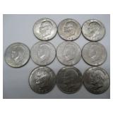 Ten USA 1972 Silver Dollars