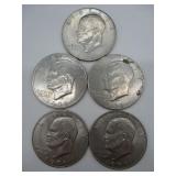 Five USA 1971 Silver Dollars