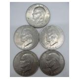 Five USA 1971 Silver Dollars