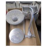 Stone Mortar & Pestle, Press, Dairy Dish w/Lid