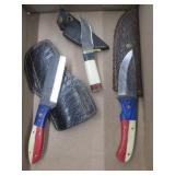 Three Knives in Sheaths - One Damascus