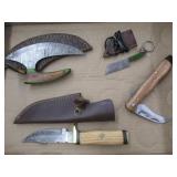 Four Knives - 3 Damascus, 1 Leopard