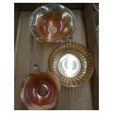 Three Goldtone Carnival Glass Dishes