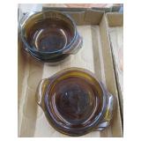 Three Fire King Brown Glass Dishes w/Lids