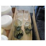 Beverage Glasses - Green & Clear