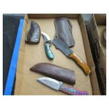 Three Knives w/Sheaths - Damascus