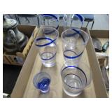 Blue Swirl Glasses & Shot Glass