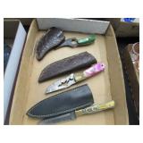 Three Knives w/Sheaths - Damascus