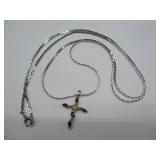 Silver Cross w/ Stones on Chain