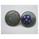 Silver Enameled Earrings
