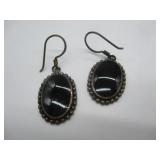 Silver Earrings w/ Black Stones