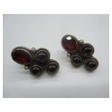 Silver Earrings w/ Red Stones