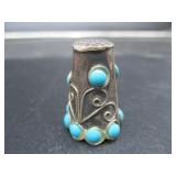 Silvertone Thimble w/ Turquoise?