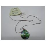 Silver Chain w/ Enameled Pendant