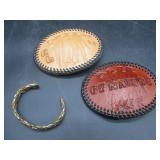 Mixed Metal Cuff Bracelet, Leather Belt Buckles