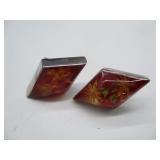 Silver Enameled Earrings