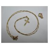 14k Chain w/ Cross & BHG Pendant