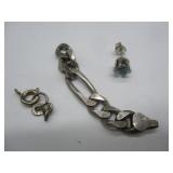 Aquamarine? Earring, Silver Necklace Pieces