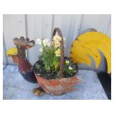 Rooster Planter w/Flowers