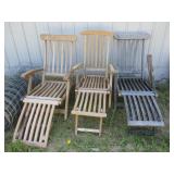 Three Wood Lounge Chairs