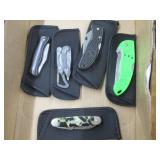 Five Folding Knives w/Sheaths