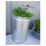 Coffee Pot Planter w/Plant & Figurine