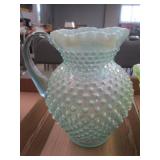 Fenton Blue Opalescent Hobnail Pitcher