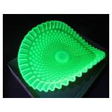 Fenton Vaseline Glass Banana Stand